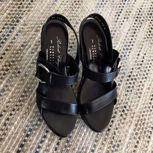 CLERGERIE Paris Platform Lambskin Wooden Heels-6.5